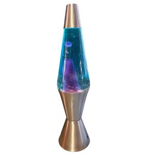 VTG Y2K Lava Lamp Blue Silver 16" Tall Retro Groovy Hippie